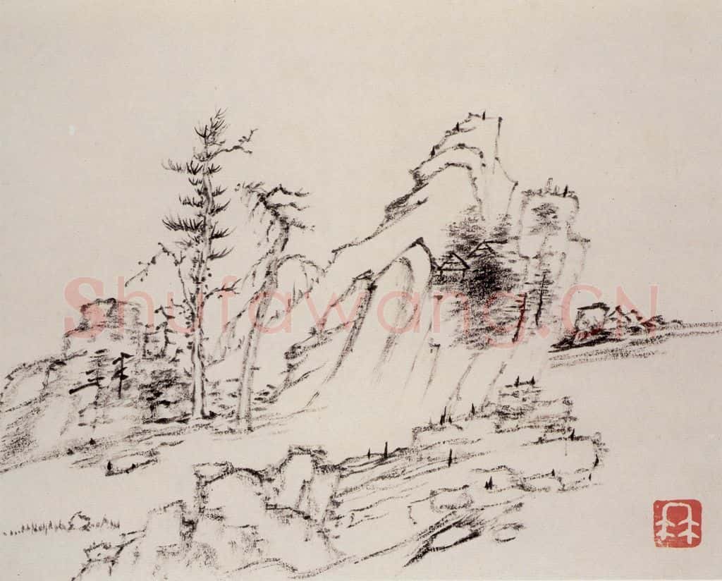 清 曾熙 干笔山水册 书画作品