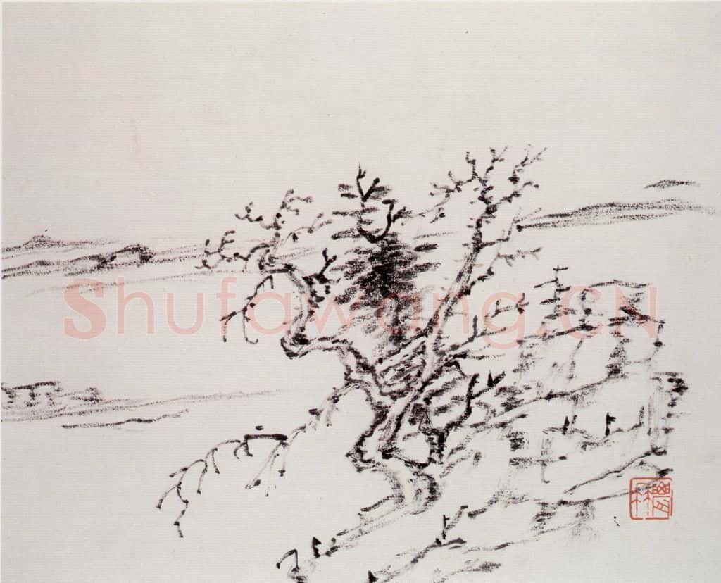 清 曾熙 干笔山水册 书画作品