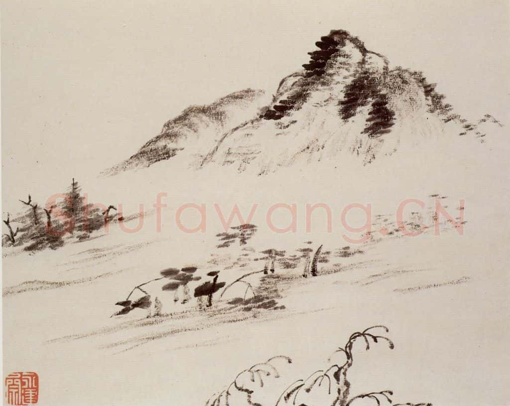 清 曾熙 干笔山水册 书画作品