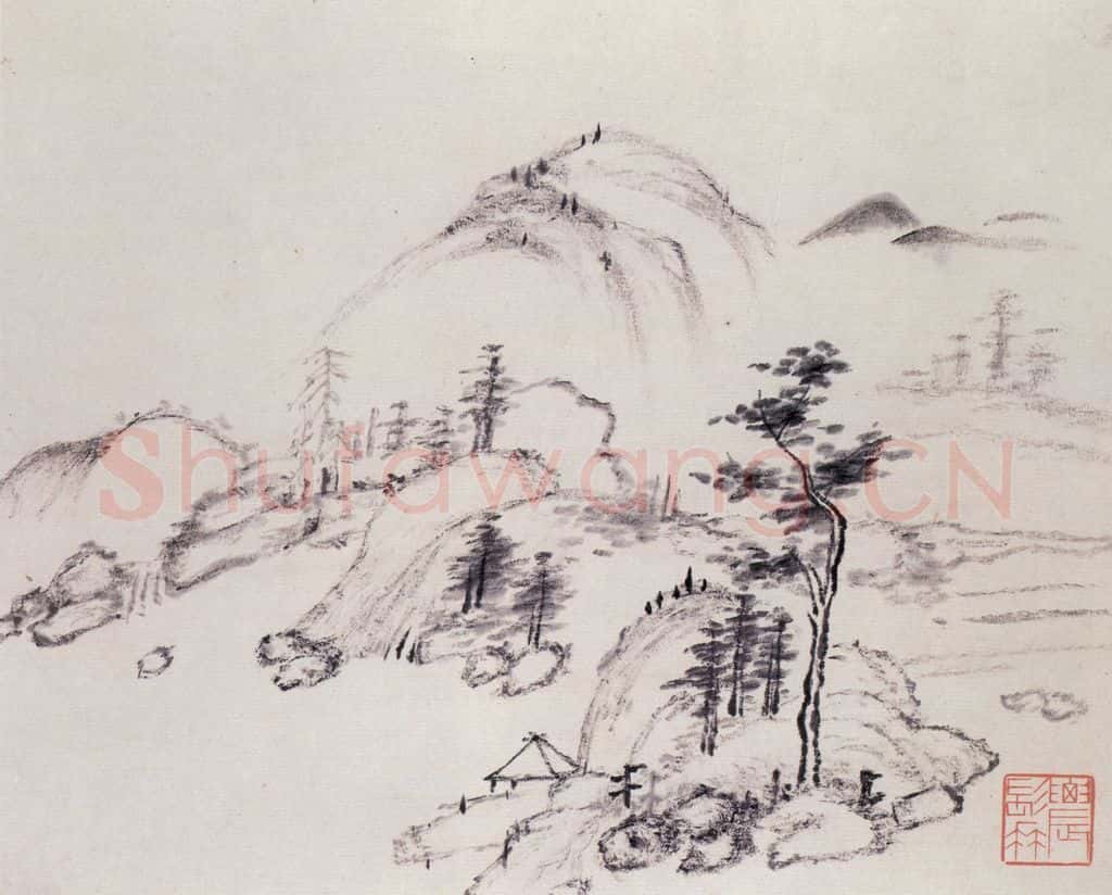 清 曾熙 干笔山水册 书画作品