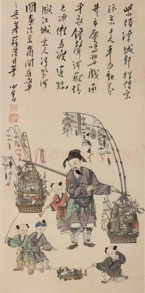 近现代 溥心畲 货郎图轴 书画作品