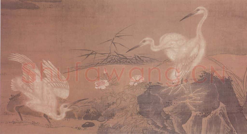 明 无款 溪千三鹭图卷(附局部图) 书画作品