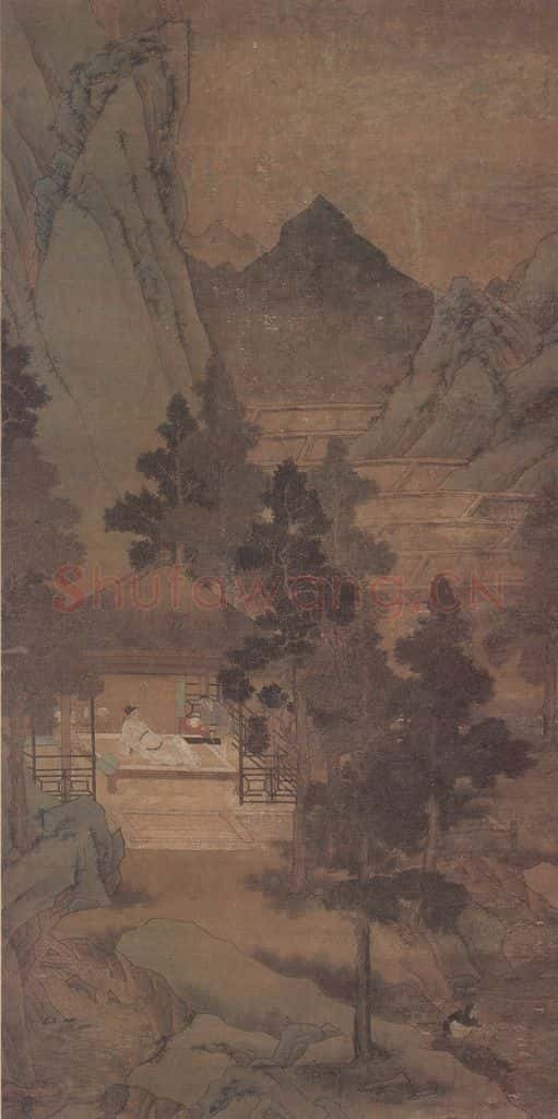 明 无款 山水人物图轴 书画作品