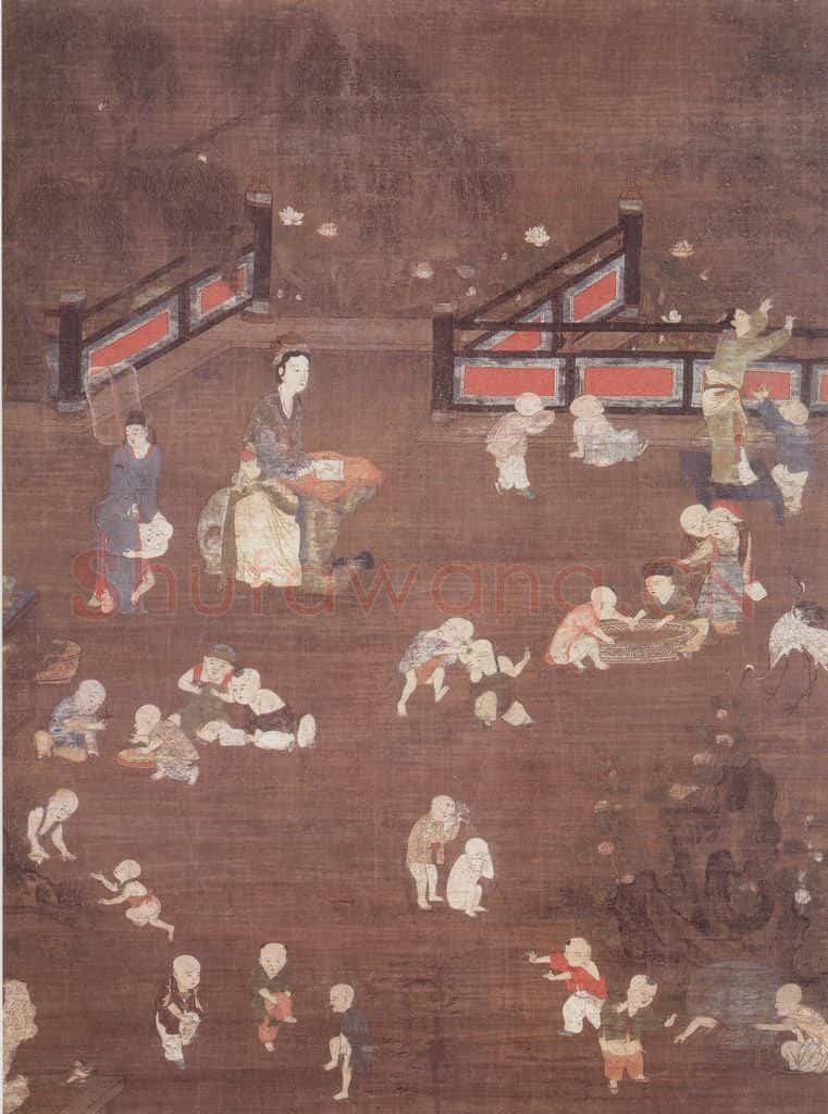明 无款 婴戏图轴（二帧） 书画作品