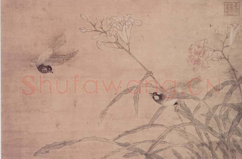 明 无款 双鸟图页 书画作品