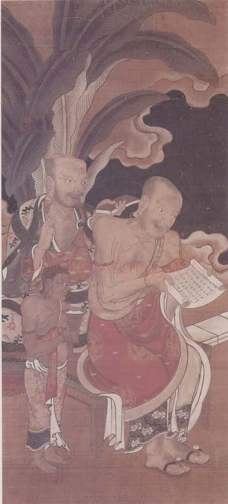 明 无款 十六罗汉像屏 书画作品