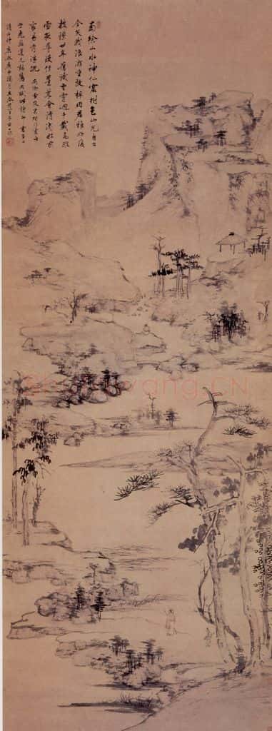 清 查士标 南徐山水图轴 书画作品