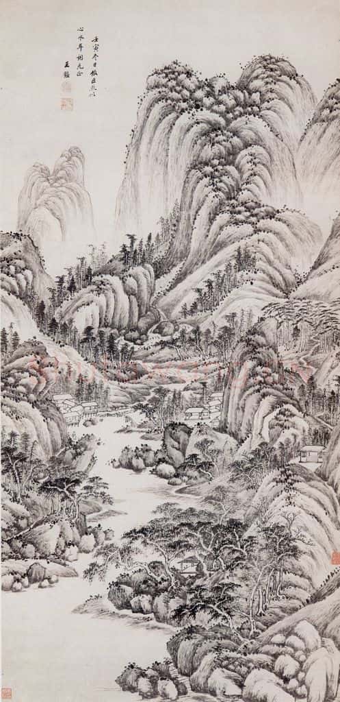 清 王鑑 仿巨然山水图轴 书画作品
