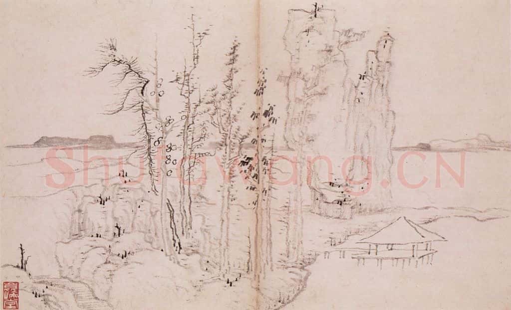  龚贤 山水册 书画作品