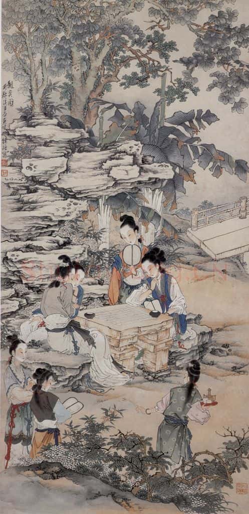  徐燕孙《观弈图》书画作品