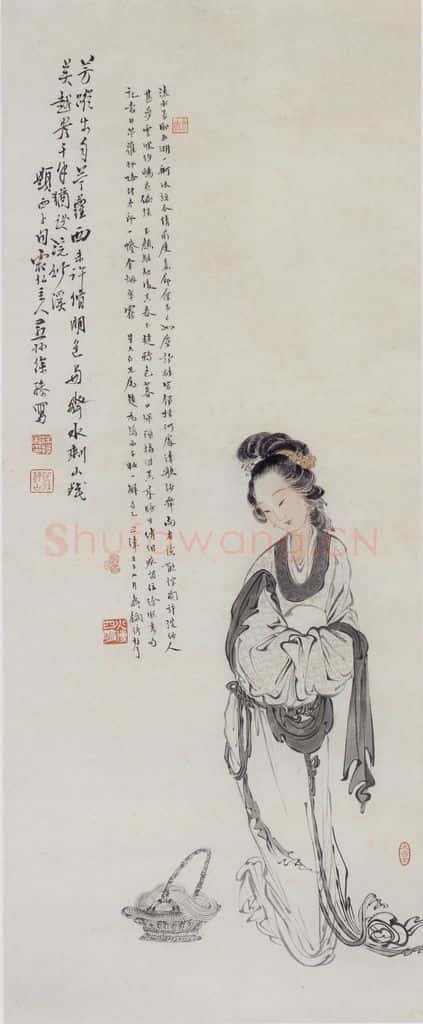 徐燕孙《西施浣纱》书画作品