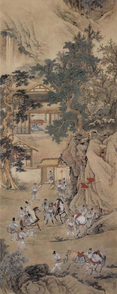 1943年 徐燕孙《隆中三顾图》书画作品