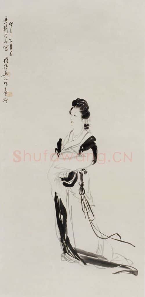 1954年 徐燕孙《线描仕女》书画作品
