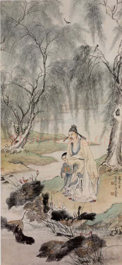 徐燕孙《爱莲图》书画作品