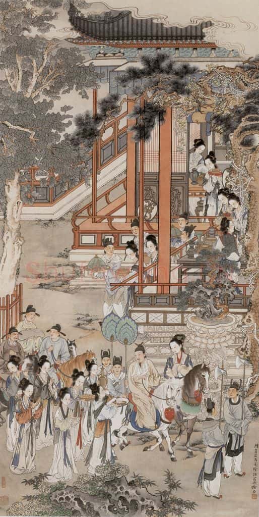 1936年 徐燕孙《明皇并马图》书画作品