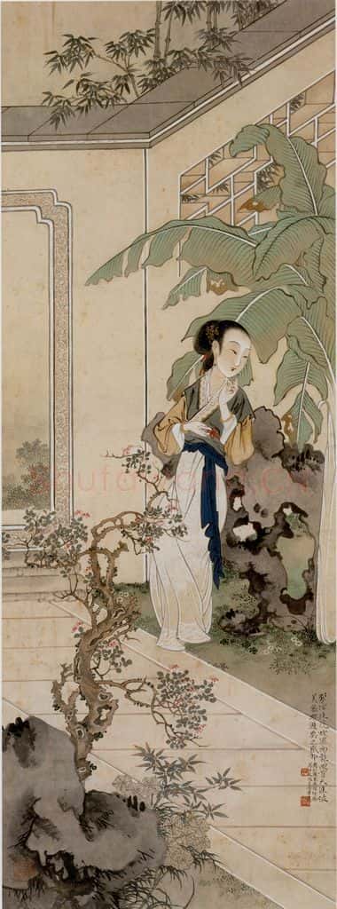 徐燕孙《蕉阴仕女》书画作品