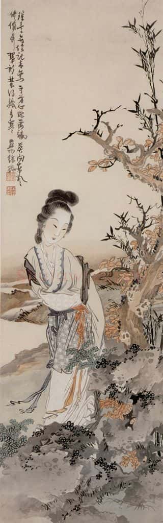 徐燕孙《翠衫仕女》书画作品