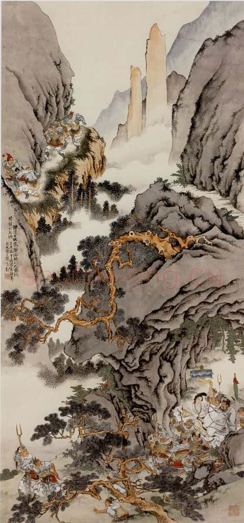 徐燕孙《钟进士畋猎图》书画作品