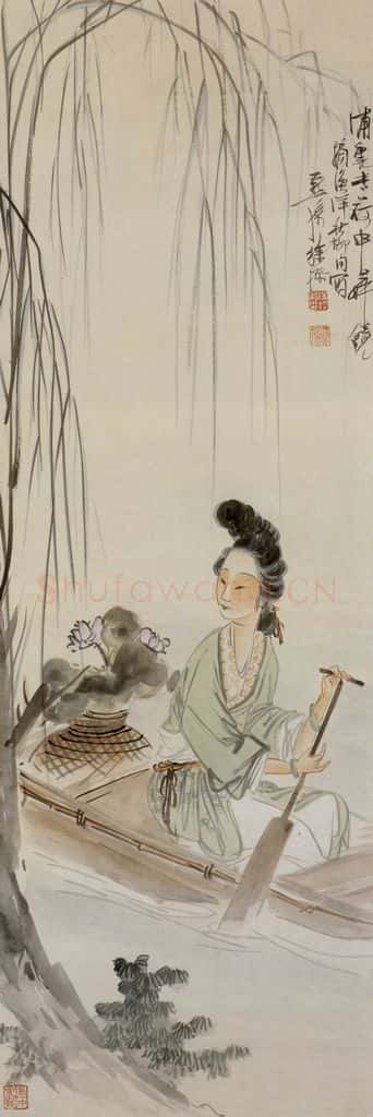 1937年 徐燕孙《荷塘倩影》书画作品
