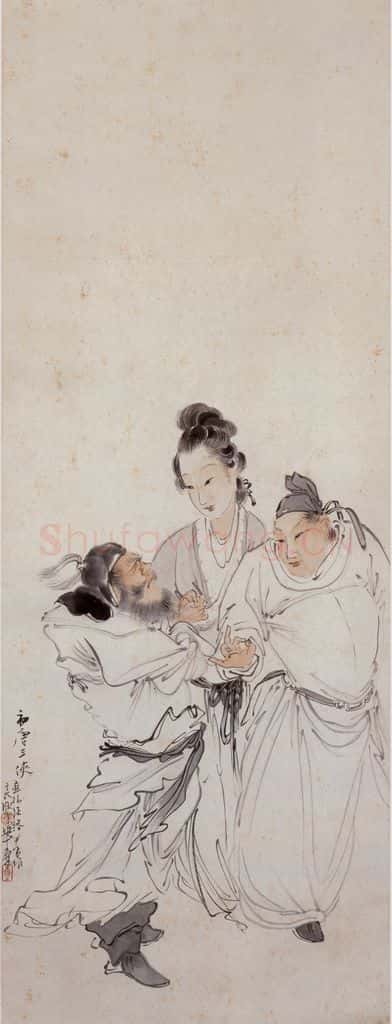 徐燕孙《初唐三侠》书画作品