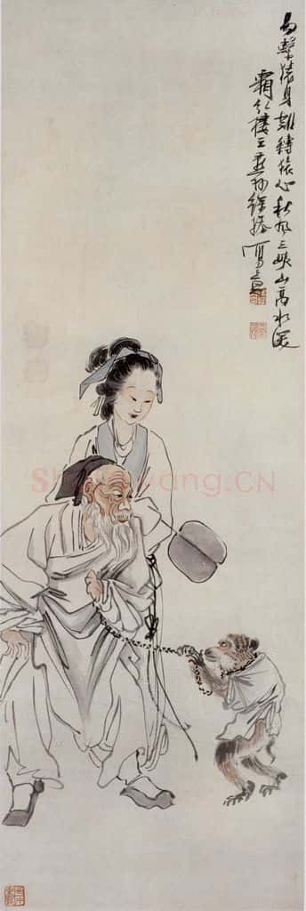 徐燕孙《戏猿图》书画作品