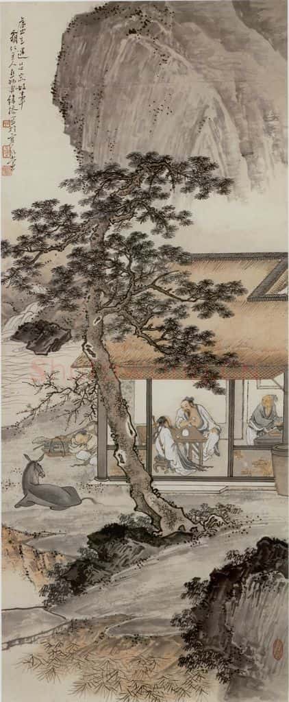 徐燕孙《卢生遇吕岩故事》书画作品