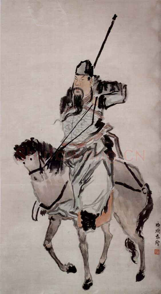 约1921-1922年 齐白石《关公骑马图》书画作品