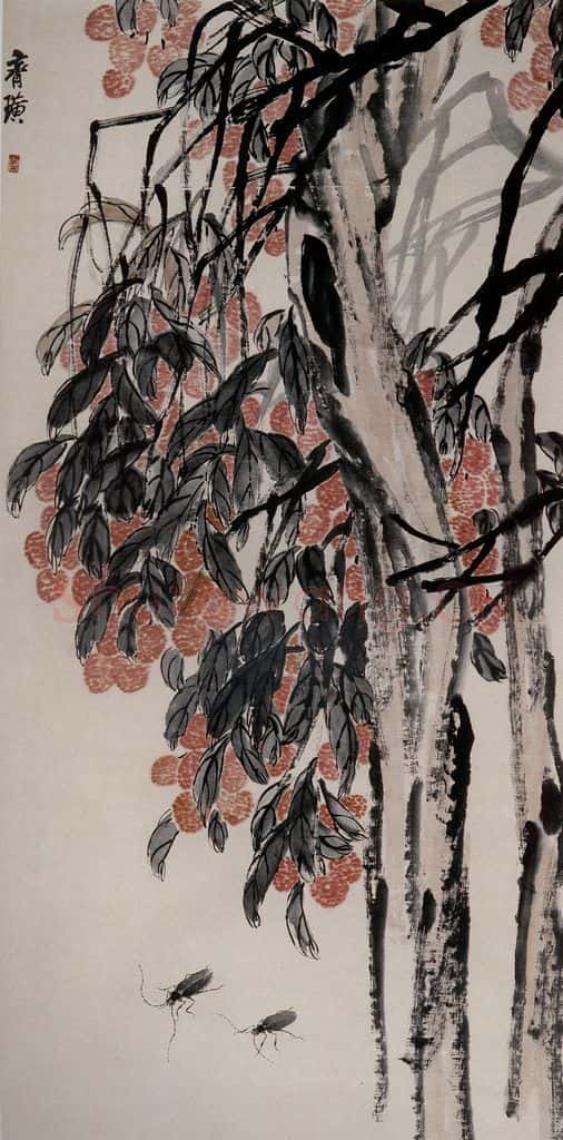 约20年代初期 齐白石《荔枝天牛》书画作品