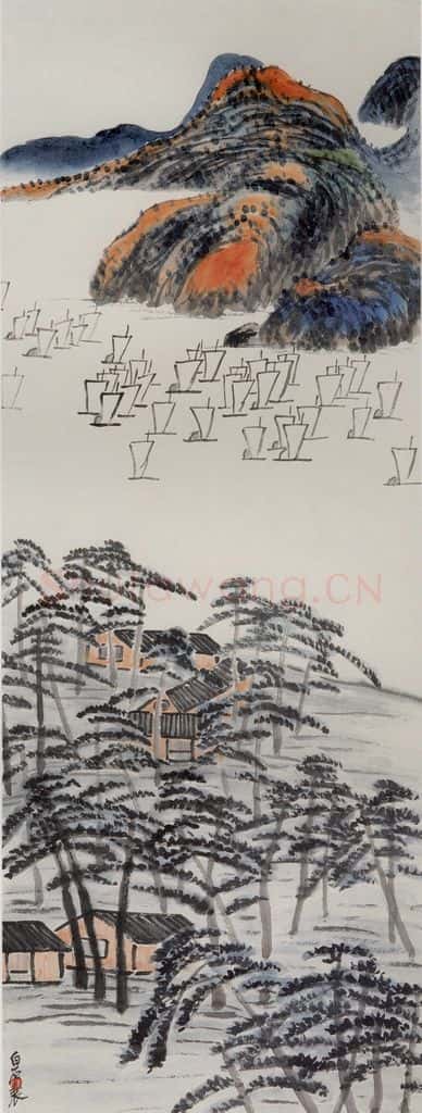 约1924年 齐白石《江上千帆图》书画作品