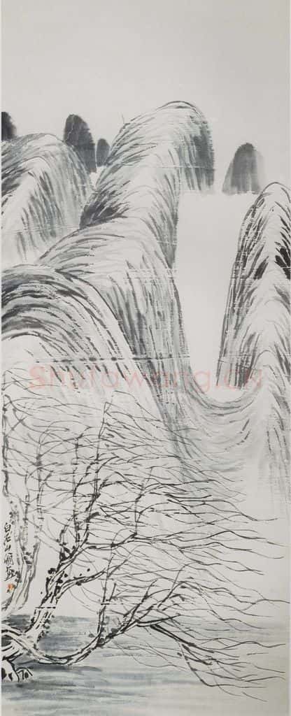 约20年代中期 齐白石《风柳图》书画作品