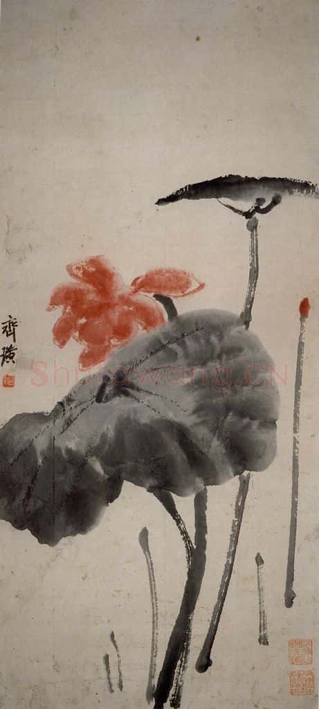 约20年代中期 齐白石《荷花》书画作品