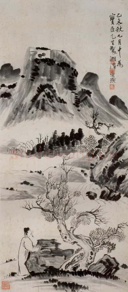 1919年 齐白石《山水人物》书画作品
