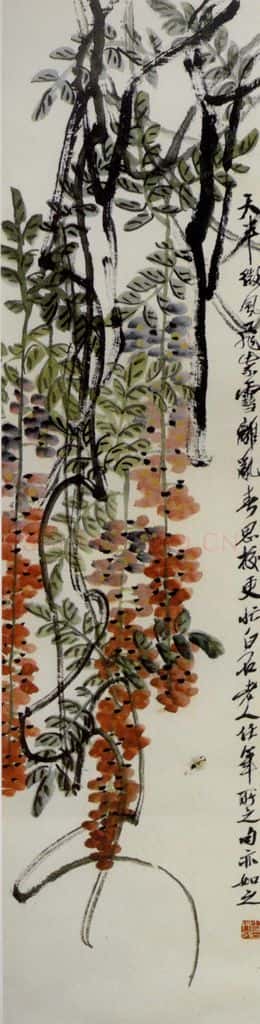 约40年代中期 齐白石《紫藤》书画作品