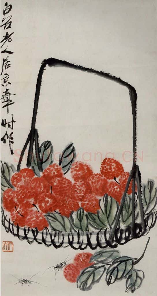 约40年代中期 齐白石《荔枝蟋蟀》书画作品