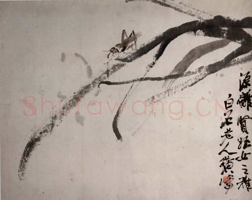 约40年代中期 齐白石《草虫》书画作品