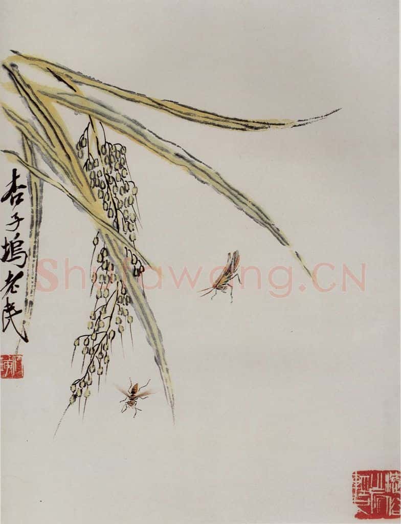 1947年 齐白石《花卉草虫册页》书画作品
