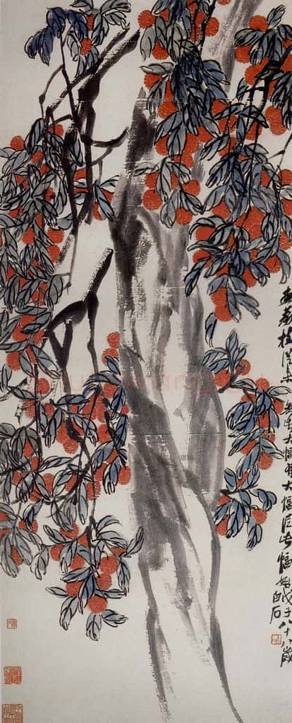 1948年 齐白石《荔枝树》书画作品