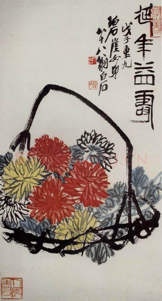 1948年 齐白石《延年益寿》书画作品