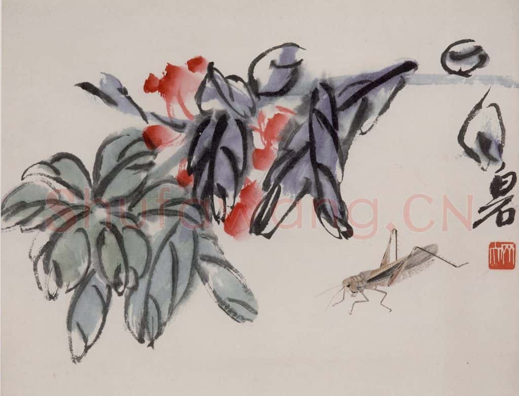 1945年 齐白石《花鸟虫草册页》书画作品