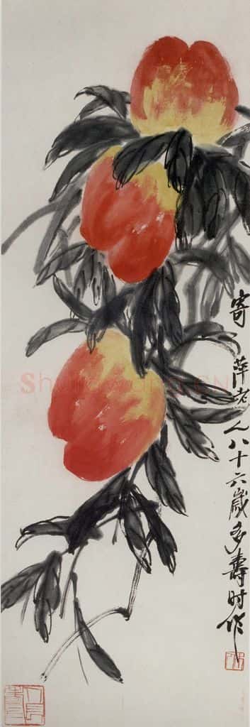 1946年 齐白石《蟠桃》书画作品