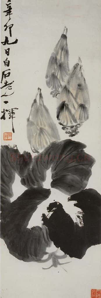 1951年 齐白石 竹笋白菜 书画作品