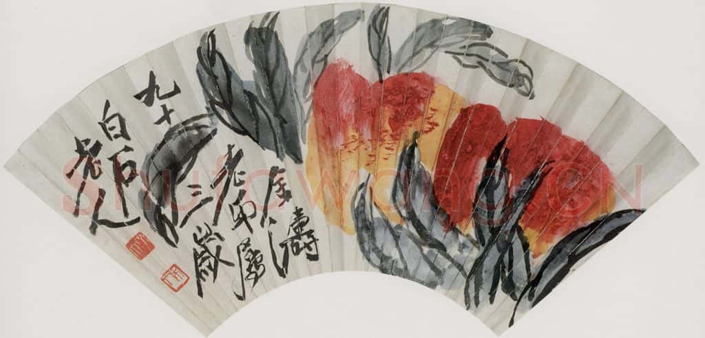 齐白石 双桃 书画作品