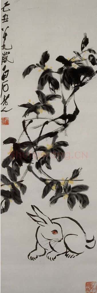 1949年 齐白石 桂花玉兔 书画作品