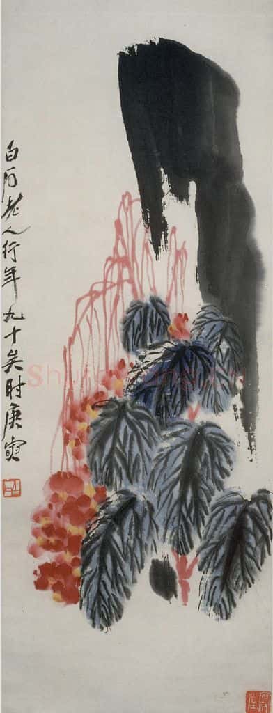 1950年 齐白石 海棠 书画作品