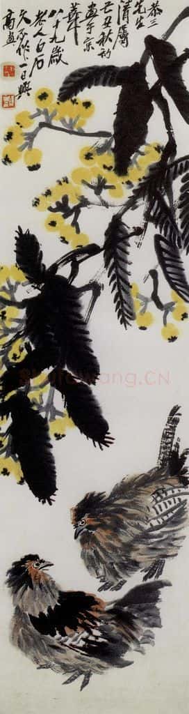 1949年 齐白石 琵琶双鸡 书画作品