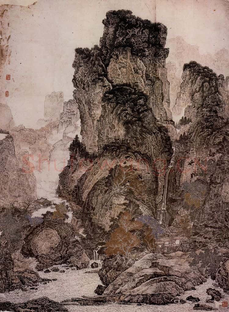 1977年 黄秋园《仿宋人画意图》书画作品