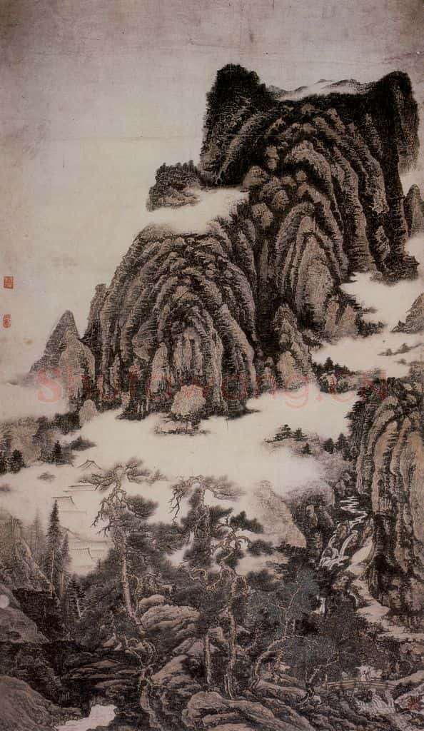 1977年 黄秋园《仿关仝画意图》书画作品
