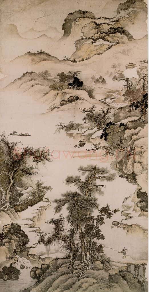 1959年 黄秋园《春水渡舟》书画作品