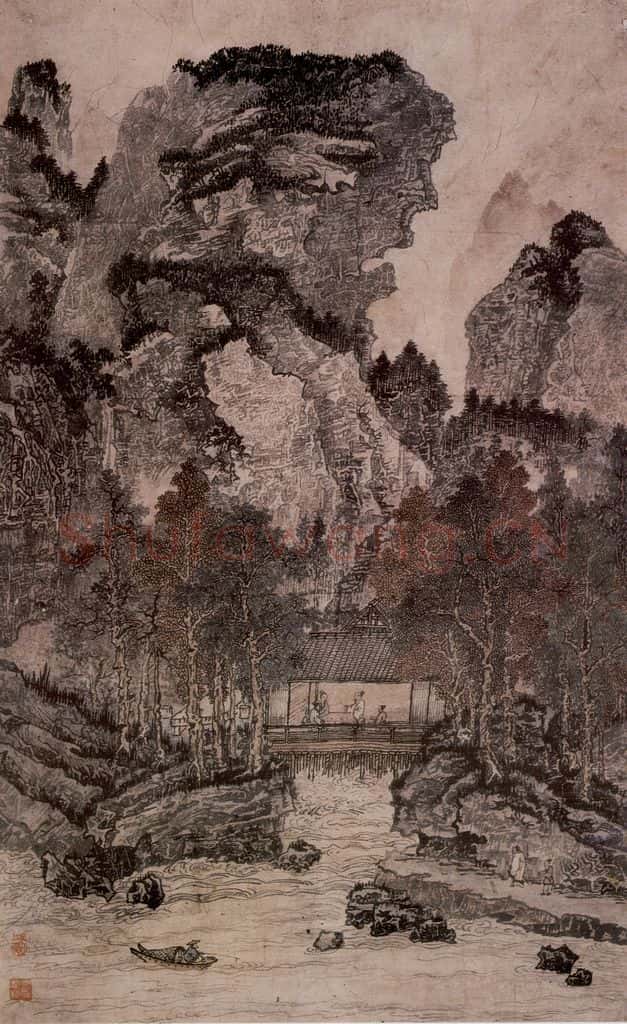 1978年 黄秋园《溪亭话旧图》书画作品