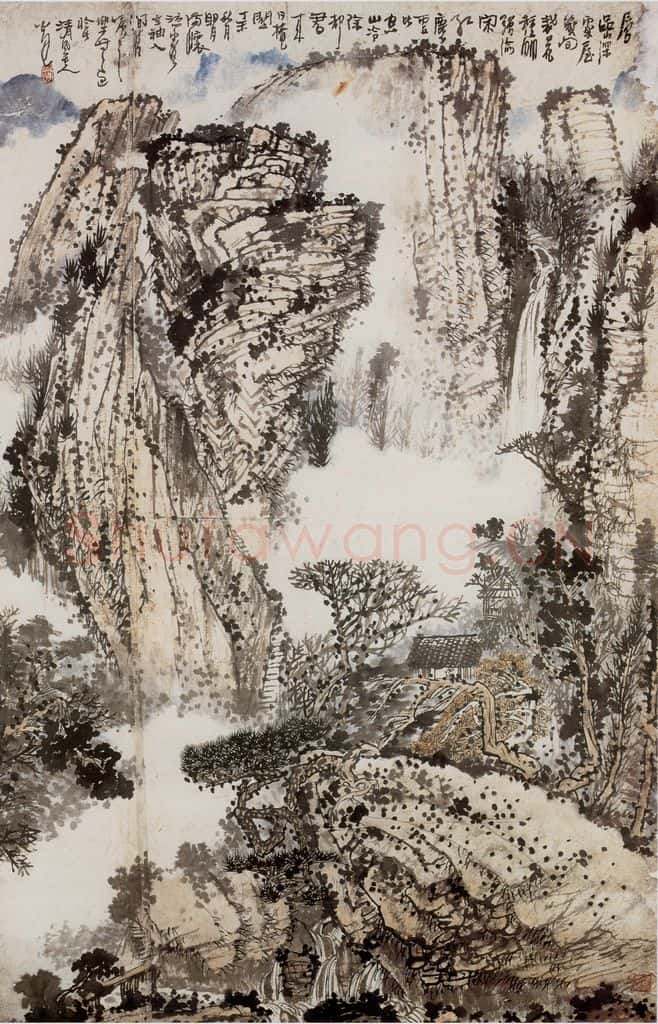 1967年 黄秋园《层岩深处》书画作品